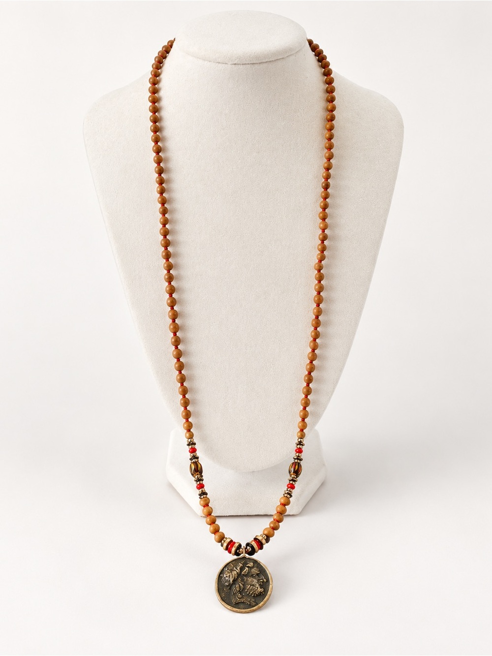 Handmade Egyptian Boutique Beaded Coin Pendant Statement Necklace